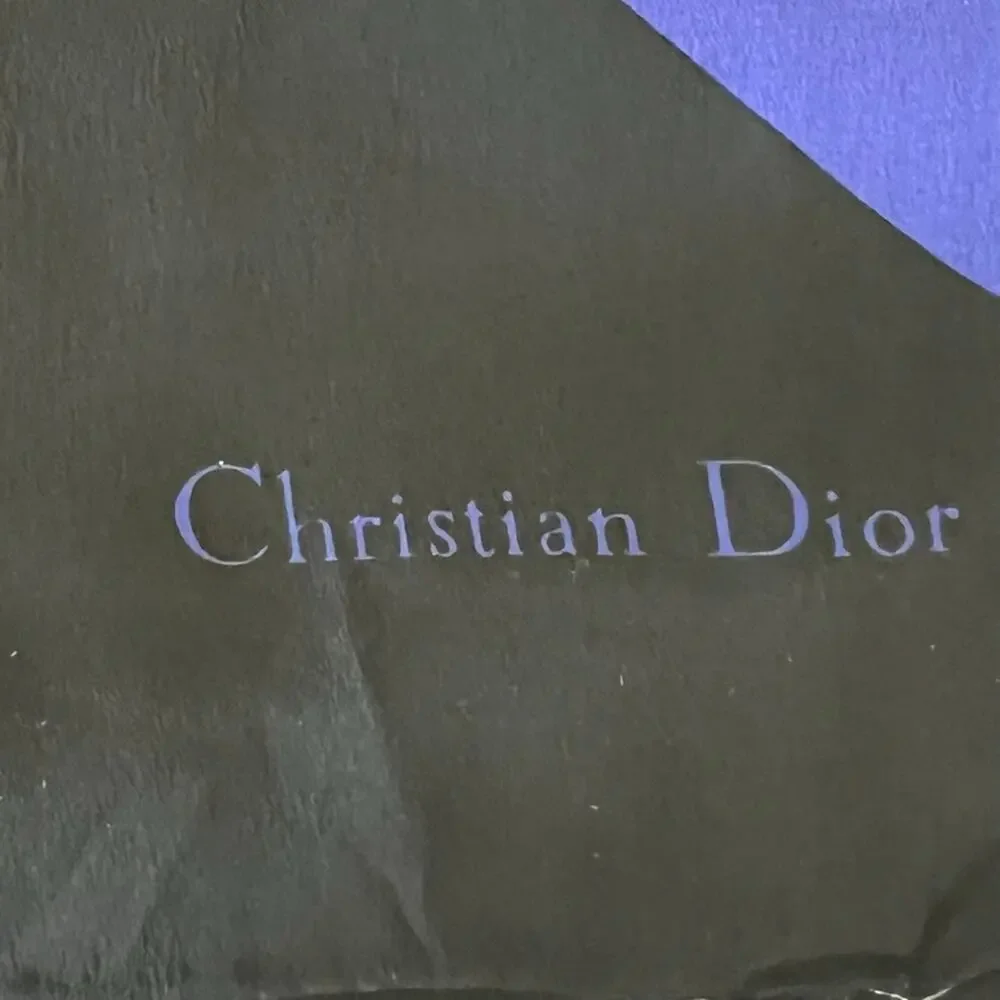 Christian Dior Silk Scarf Unisex Blue/Black Striped Pattern 14